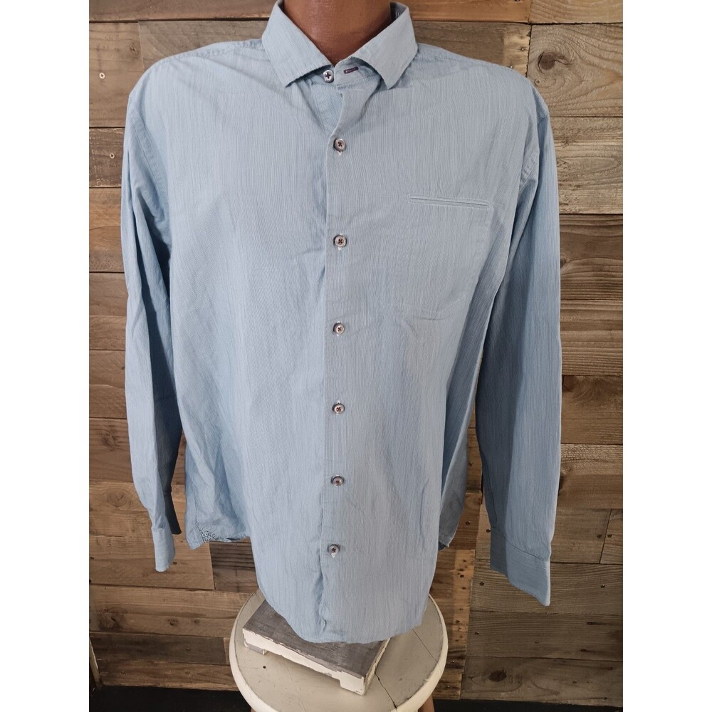 Tommy Bahama Shirt Men's Sz. XL Button Up Long Sleeve Tiny Stripes 100% Cotton